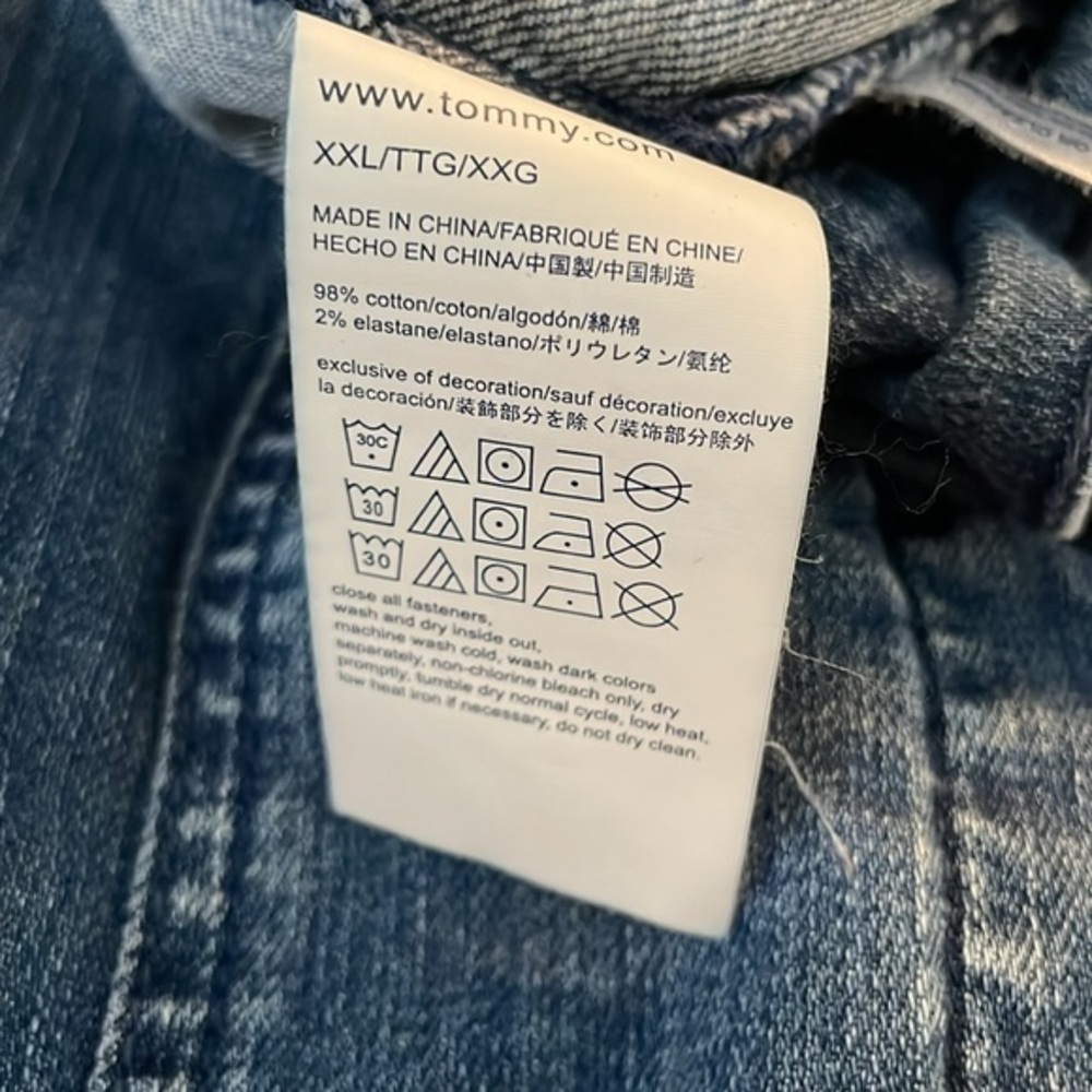 Tommy Hilfiger Unisex Medium Wash Trucker Denim Jean Jacket‎ Size XXL - Picture 8 of 8